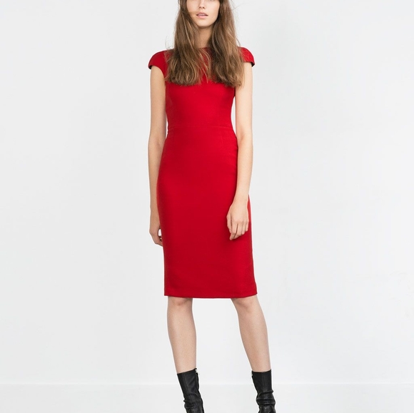 Zara Dresses & Skirts - Zara midi bodycon red dress